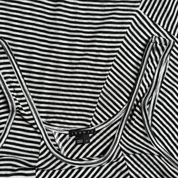 Theory Black and White Asymmetrical Tank Top - Picture 7 of 8